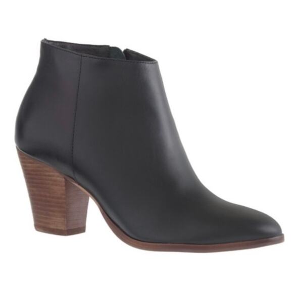 J. Crew Laine Ankle Boots 3" Heel Black Leather size 7.5 - Picture 1 of 15